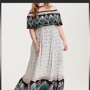 Torrid Insider Collection' Off-shoulder Challis Maxi Dress